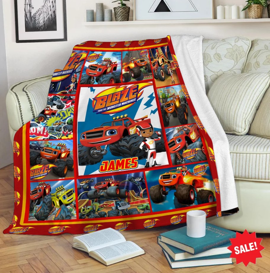 Personalized Blaze And The Monster Fleece Blanket Blaze And The Monster Machines Theme Party Custom Kids Blanket